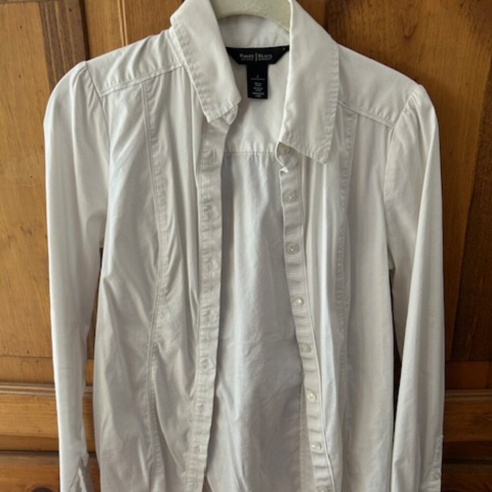 White House Black Market White Long Sleeve Blouse